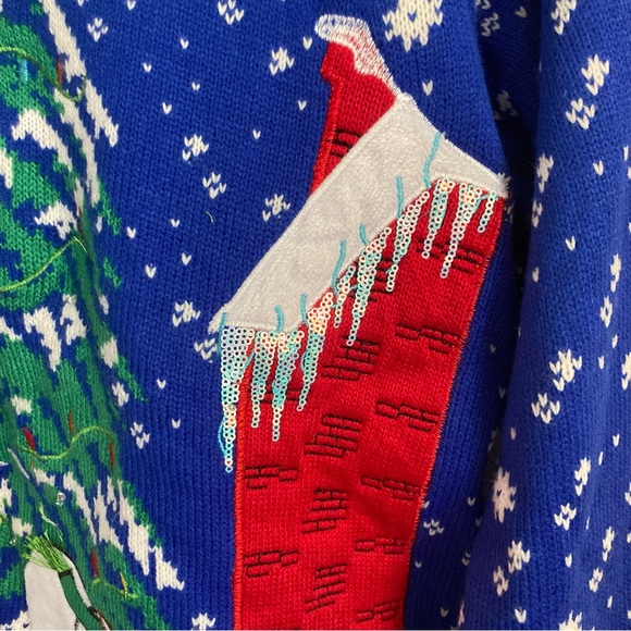 Funny/Ugly L light up Christmas sweater. Blue with snowman scene. Has won 1st!! - Picture 5 of 10